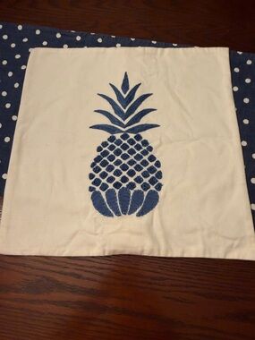 3 Pottery Barn Blue and Cream Pineapple Accent Pillow Covers